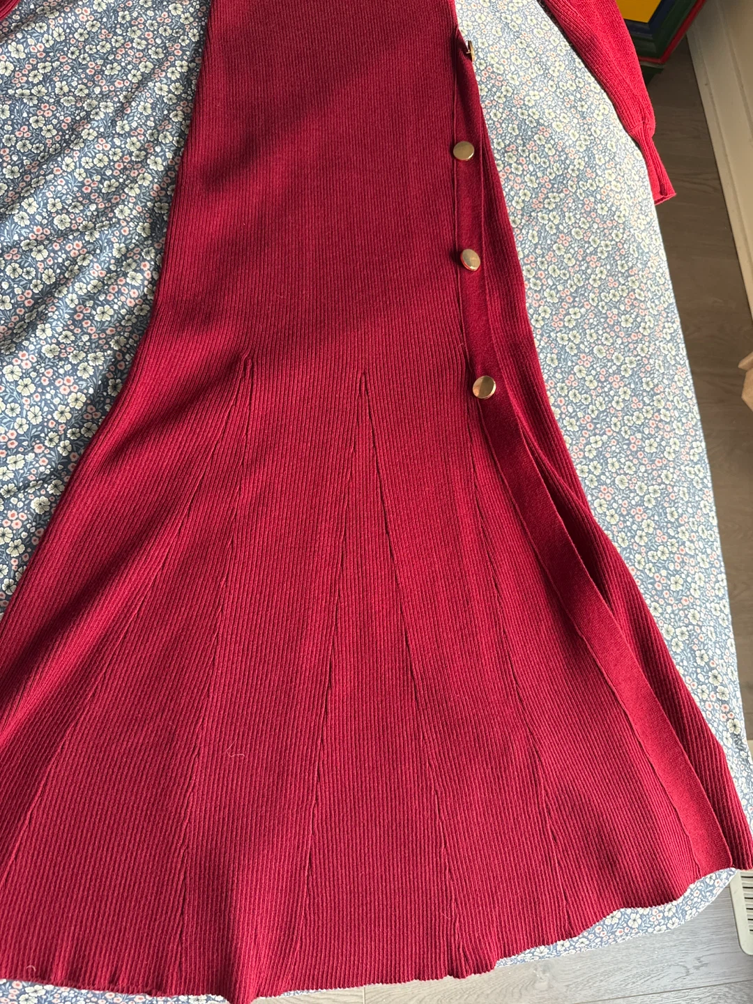 MINKPINK Ribbed Button Maxi Dress - Burgundy, Size Small - photo 3