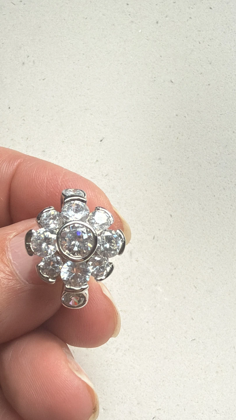 Sparkling 925 Sterling Silver Cluster Ring - photo 2