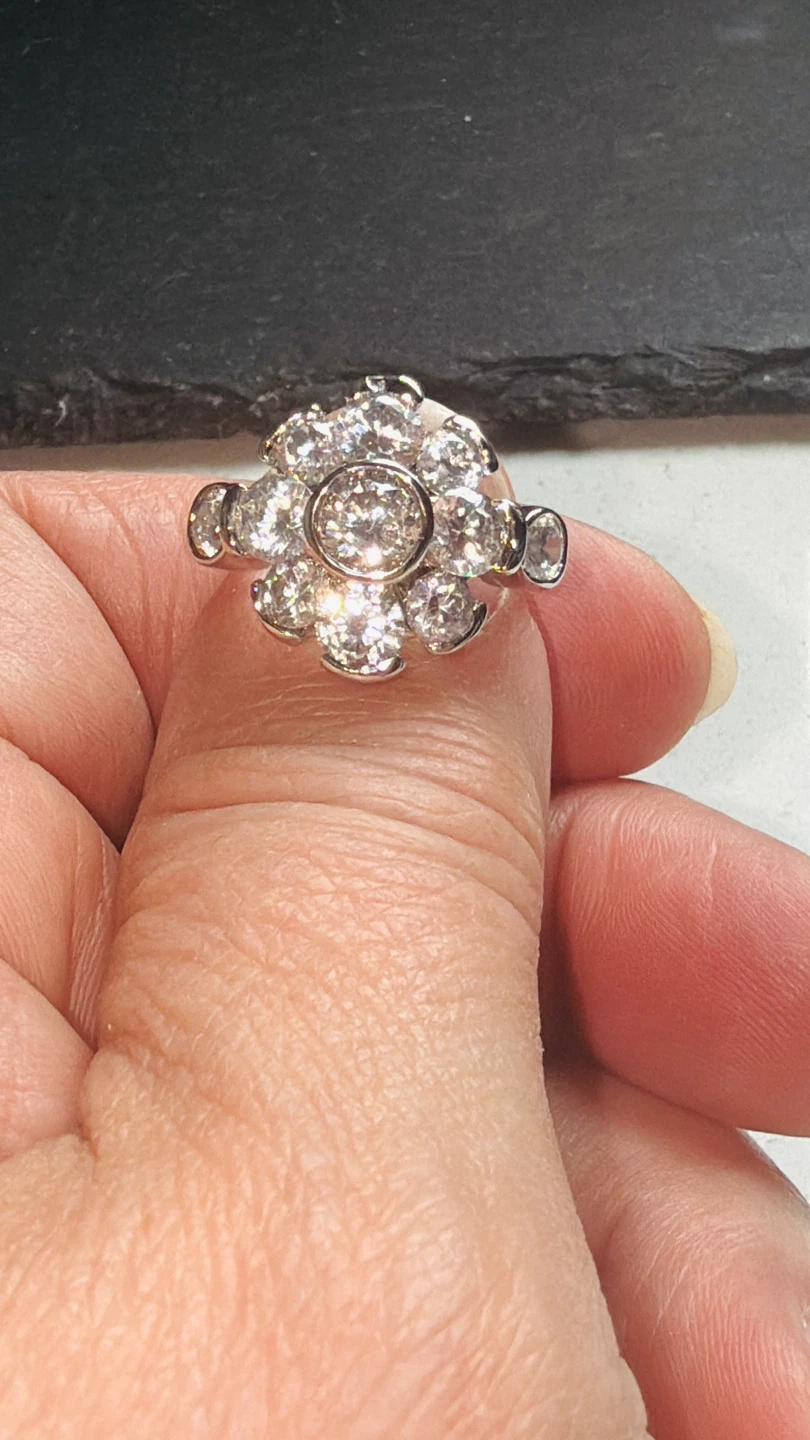 Sparkling 925 Sterling Silver Cluster Ring