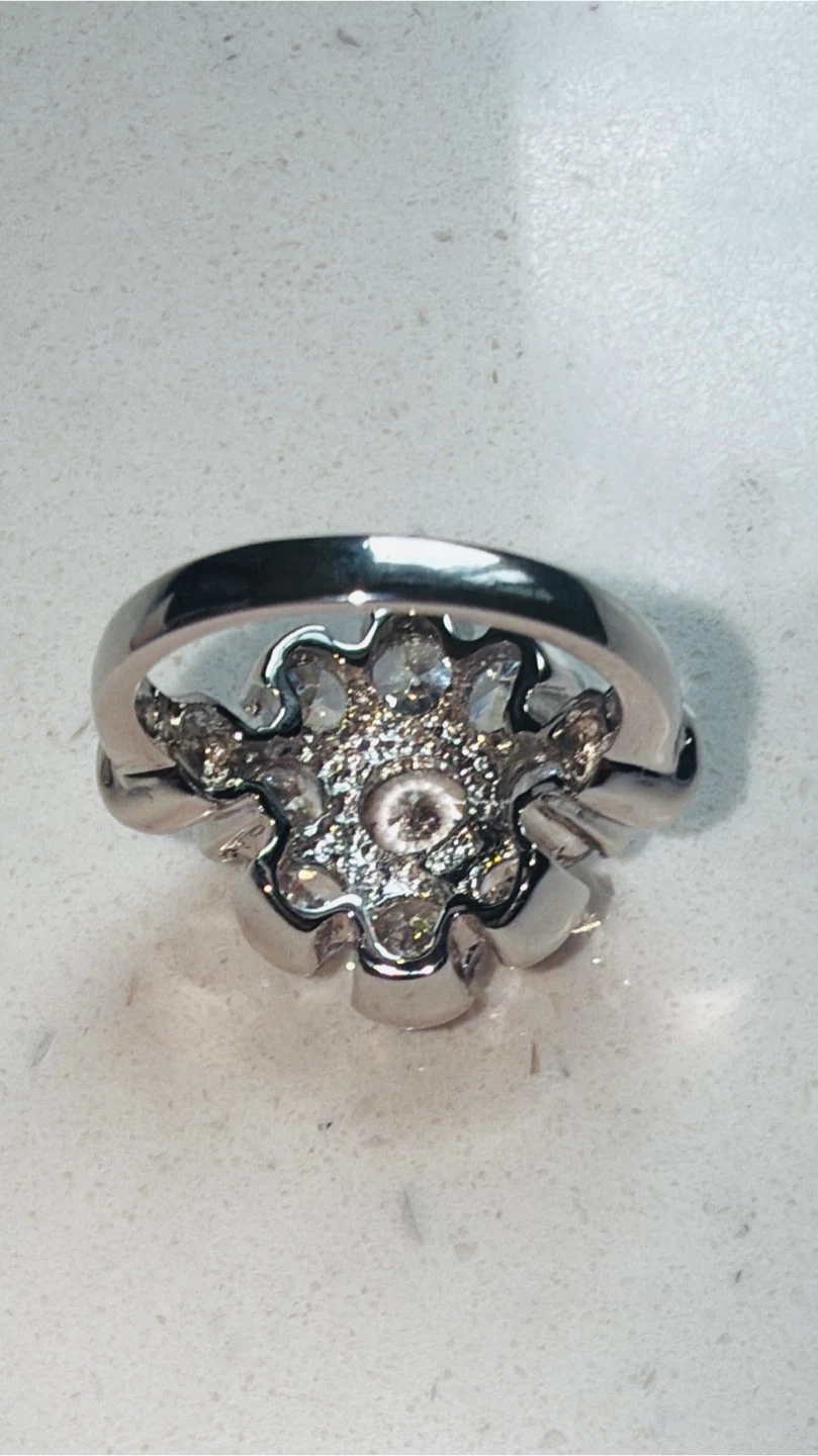 Sparkling 925 Sterling Silver Cluster Ring - photo 4