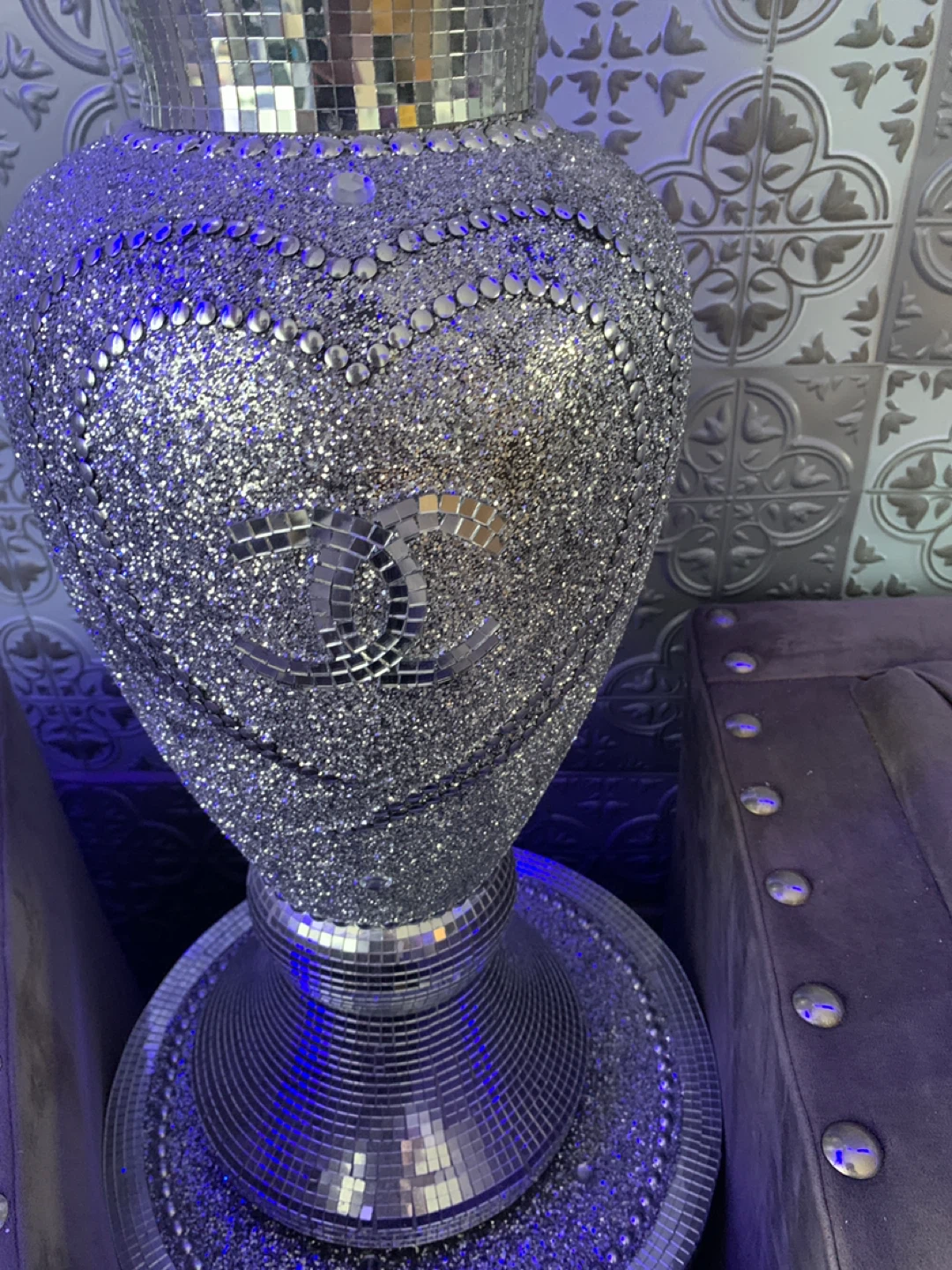 CHANEL Sparkly Mosaic Vase with Heart Design