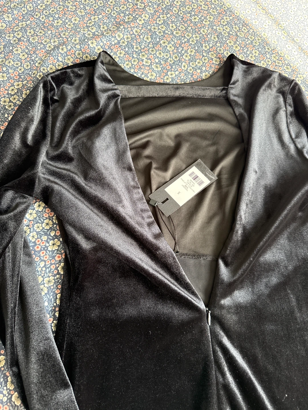 Black Velvet Long Sleeve Mini Dress - photo 4