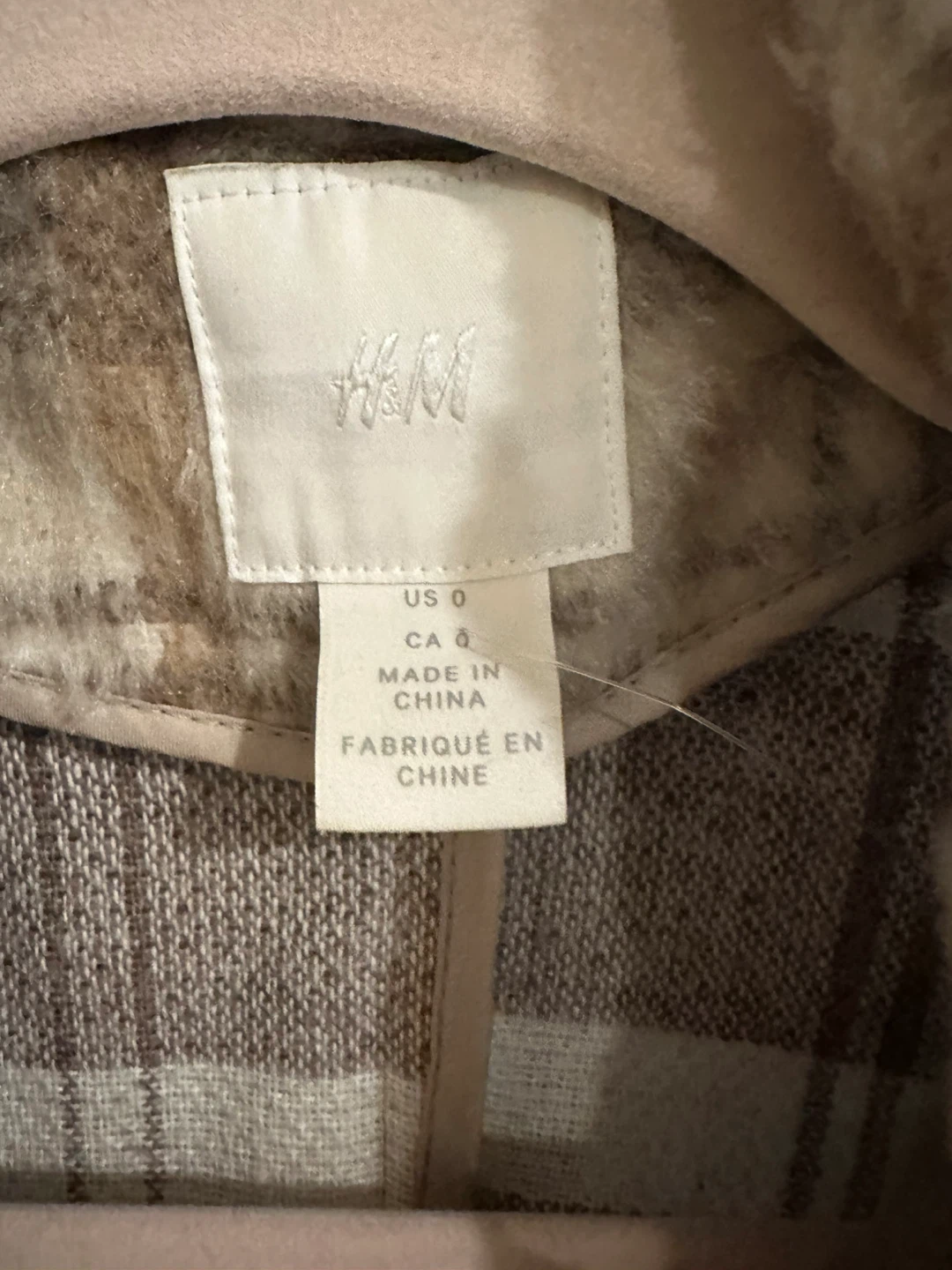 H&M Plaid Double-Breasted Wool Blend Coat - Beige/Brown - US 0 - photo 3