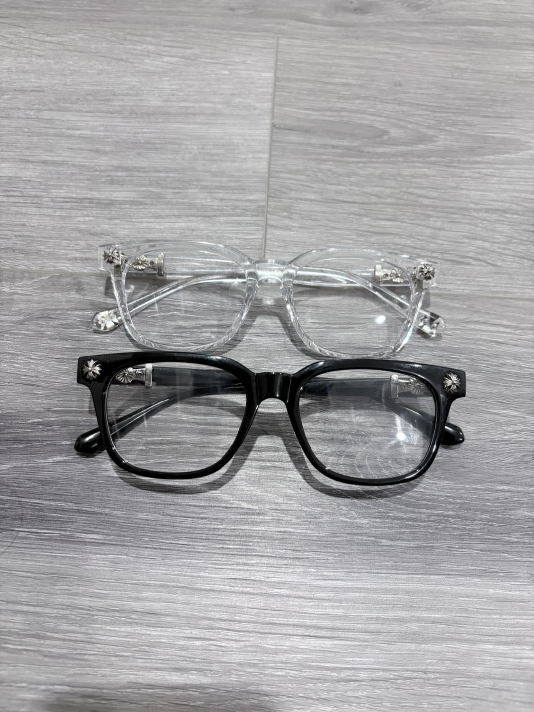 Chrome Hearts Style Glasses - Black & Clear Set