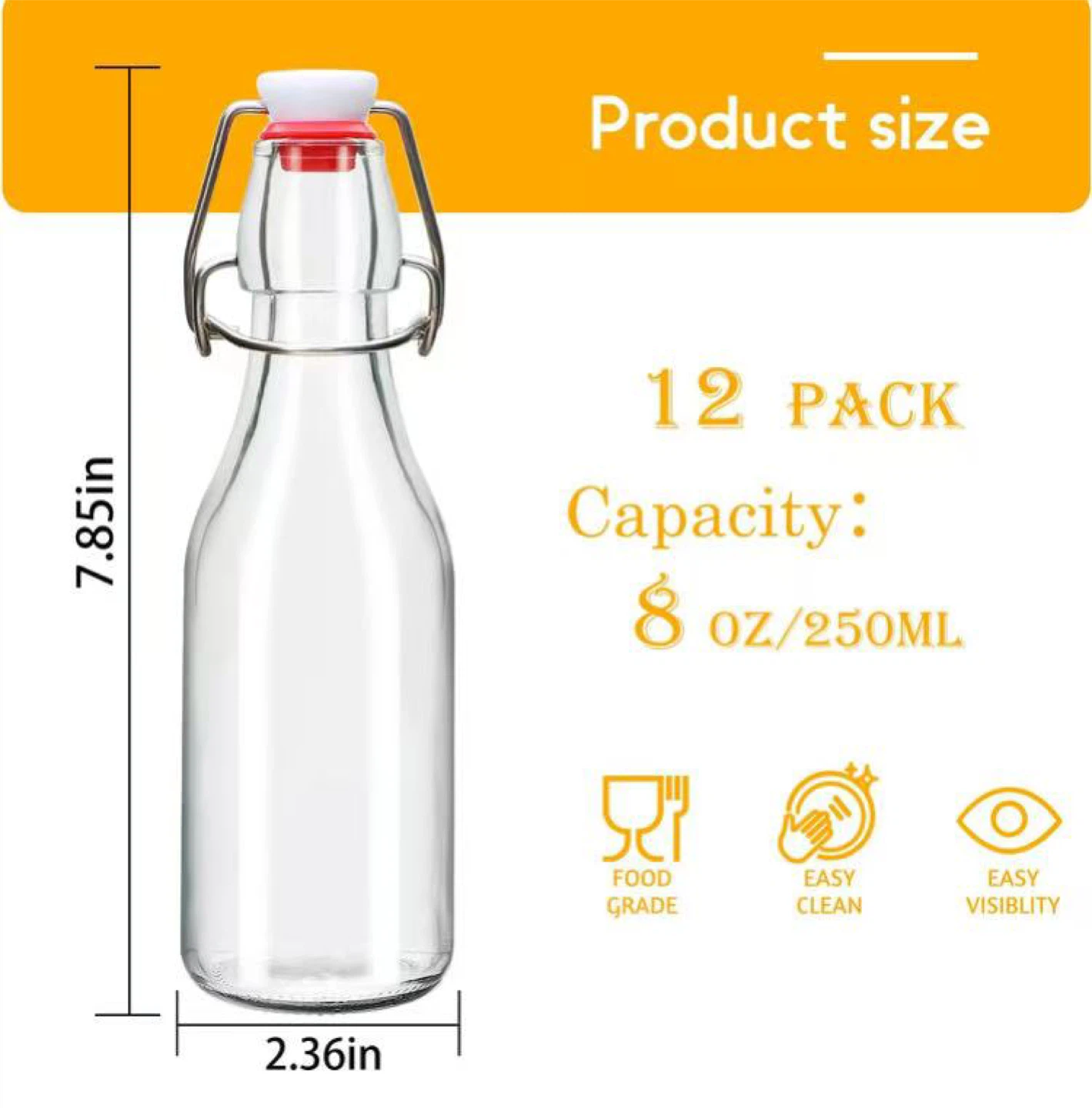 12 Pack Glass Swing Top Bottles - 8 oz / 250ml - photo 3