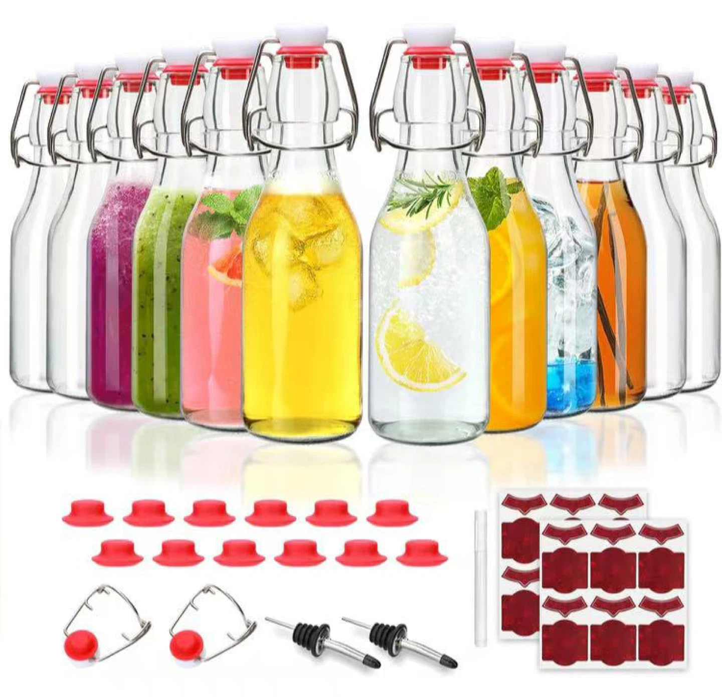 12 Pack Glass Swing Top Bottles - 8 oz / 250ml