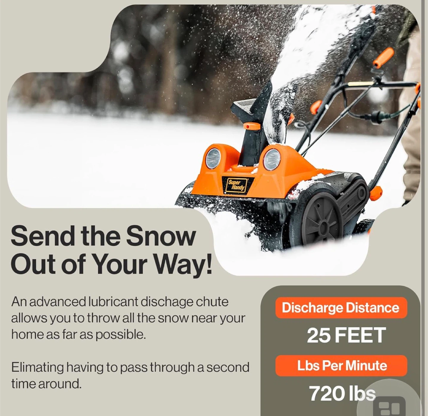 Super Handy 120V Electric Snow Thrower - 18 Inch Clearing Width - photo 4