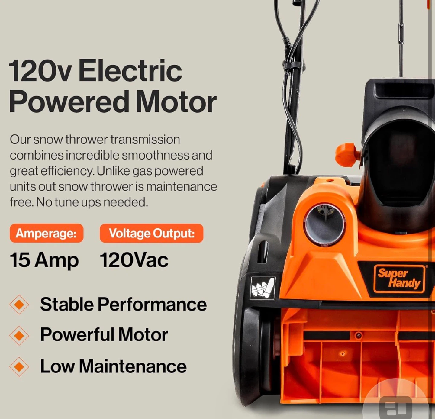 Super Handy 120V Electric Snow Thrower - 18 Inch Clearing Width - photo 5
