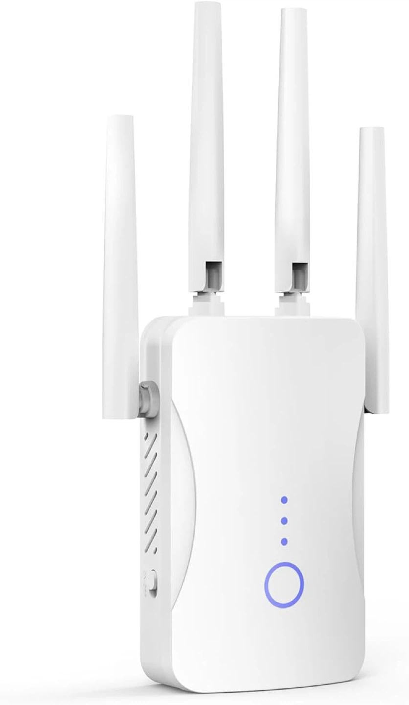 White WiFi Range Extender with 4 Antennas
