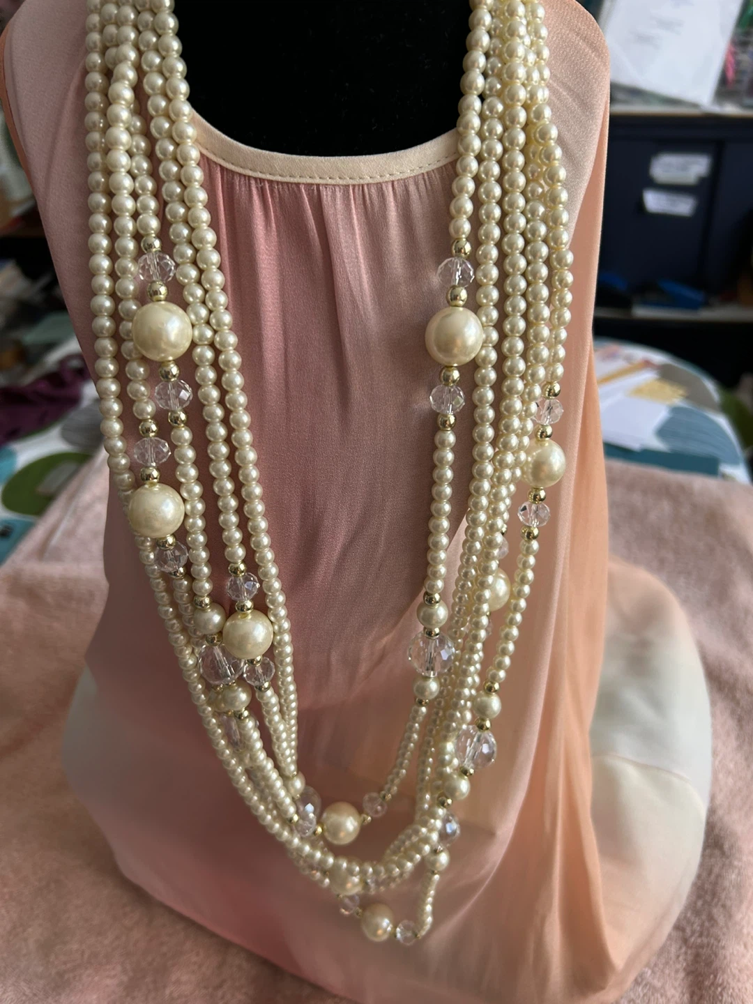 Elegant Pearl Cascade Necklace - 45 cm - photo 3