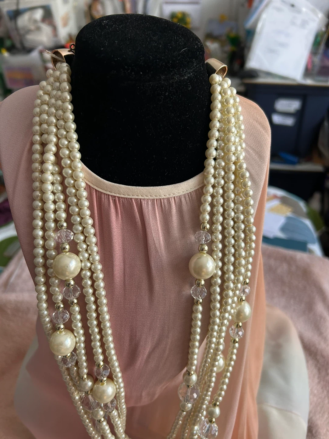 Elegant Pearl Cascade Necklace - 45 cm - photo 4