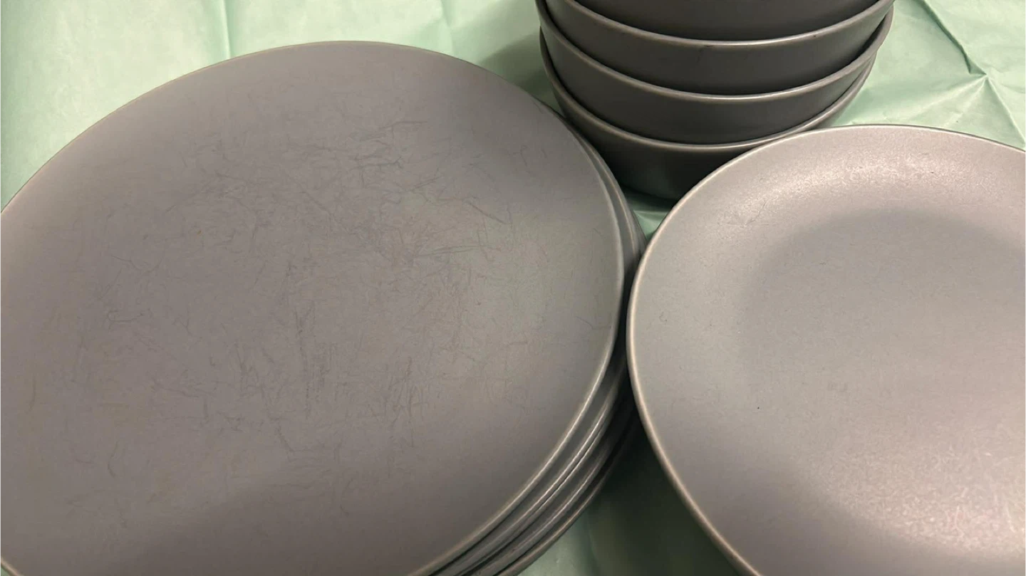 Set of Grey Dinner Plates and Bowls - photo 2