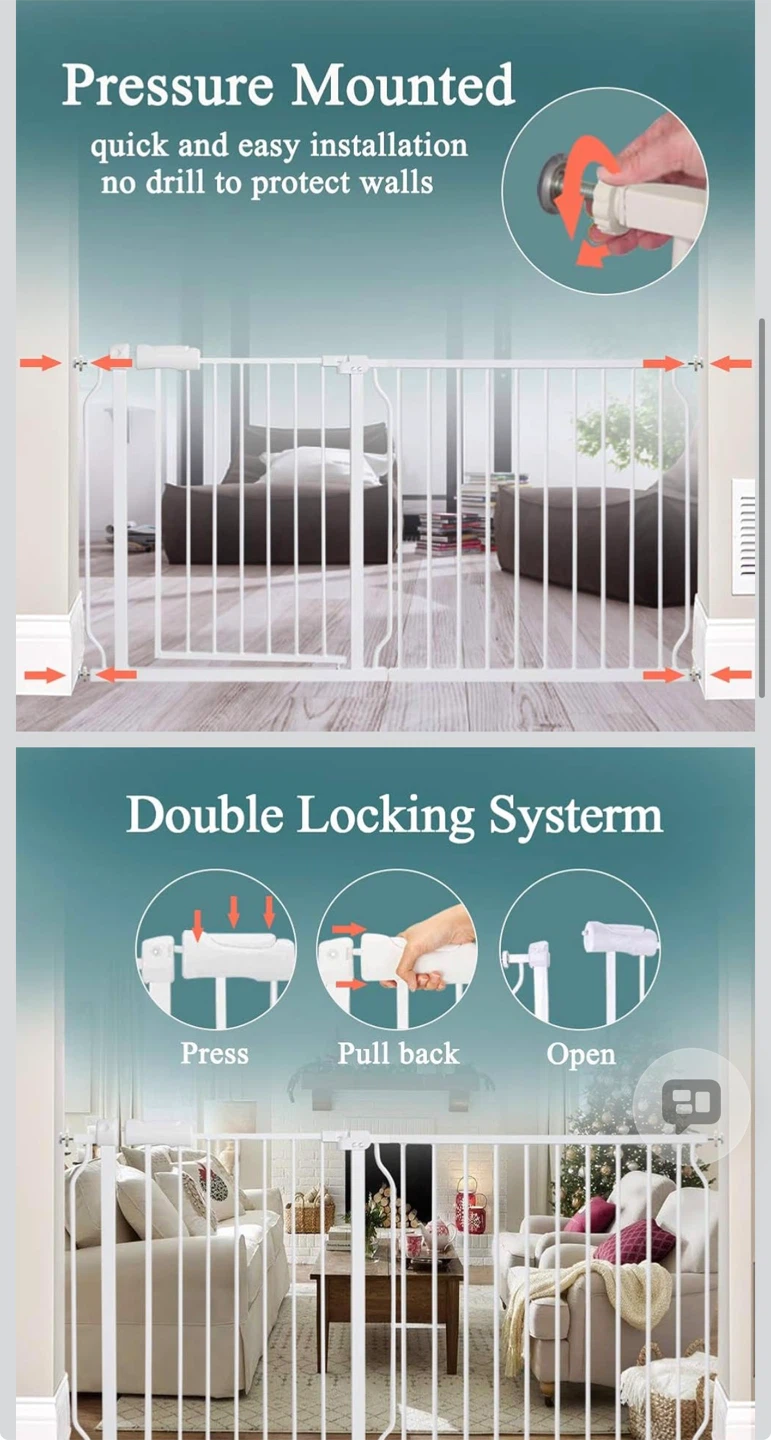 Mount Walk Through Auto Close White Metal Child Dog Pet Safety - photo 2