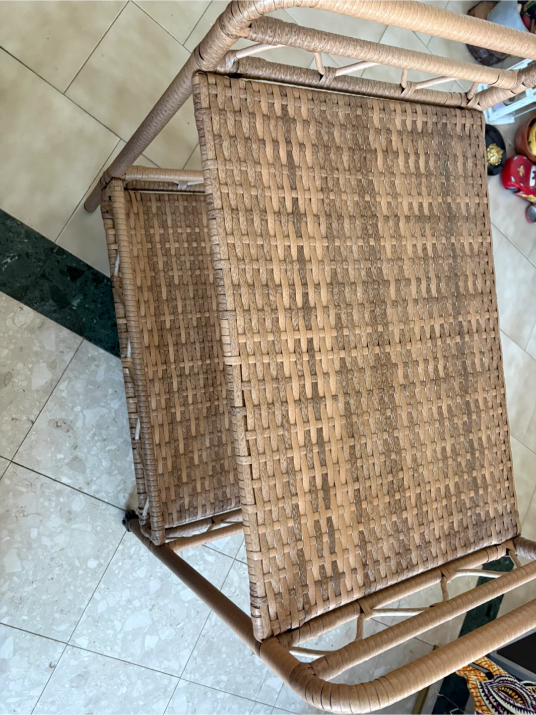 Wicker Rolling Cart Side Table - photo 3