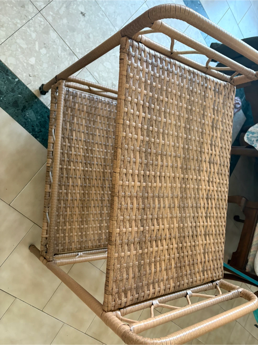 Wicker Rolling Cart Side Table