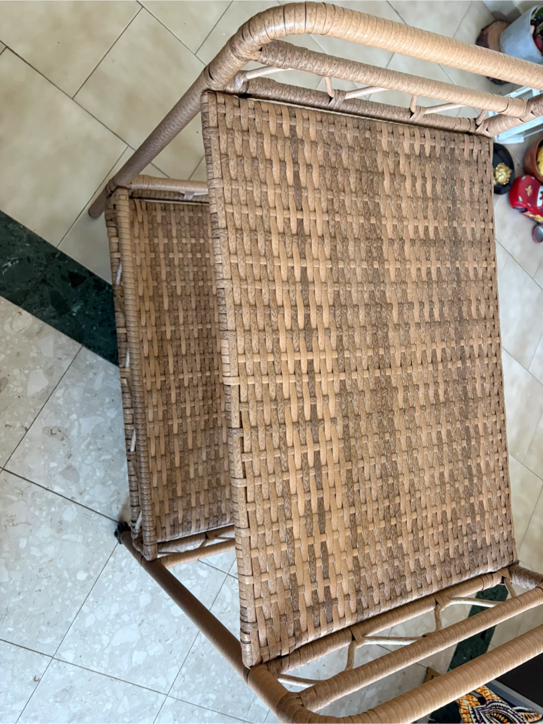 Wicker Rolling Cart Side Table - photo 2