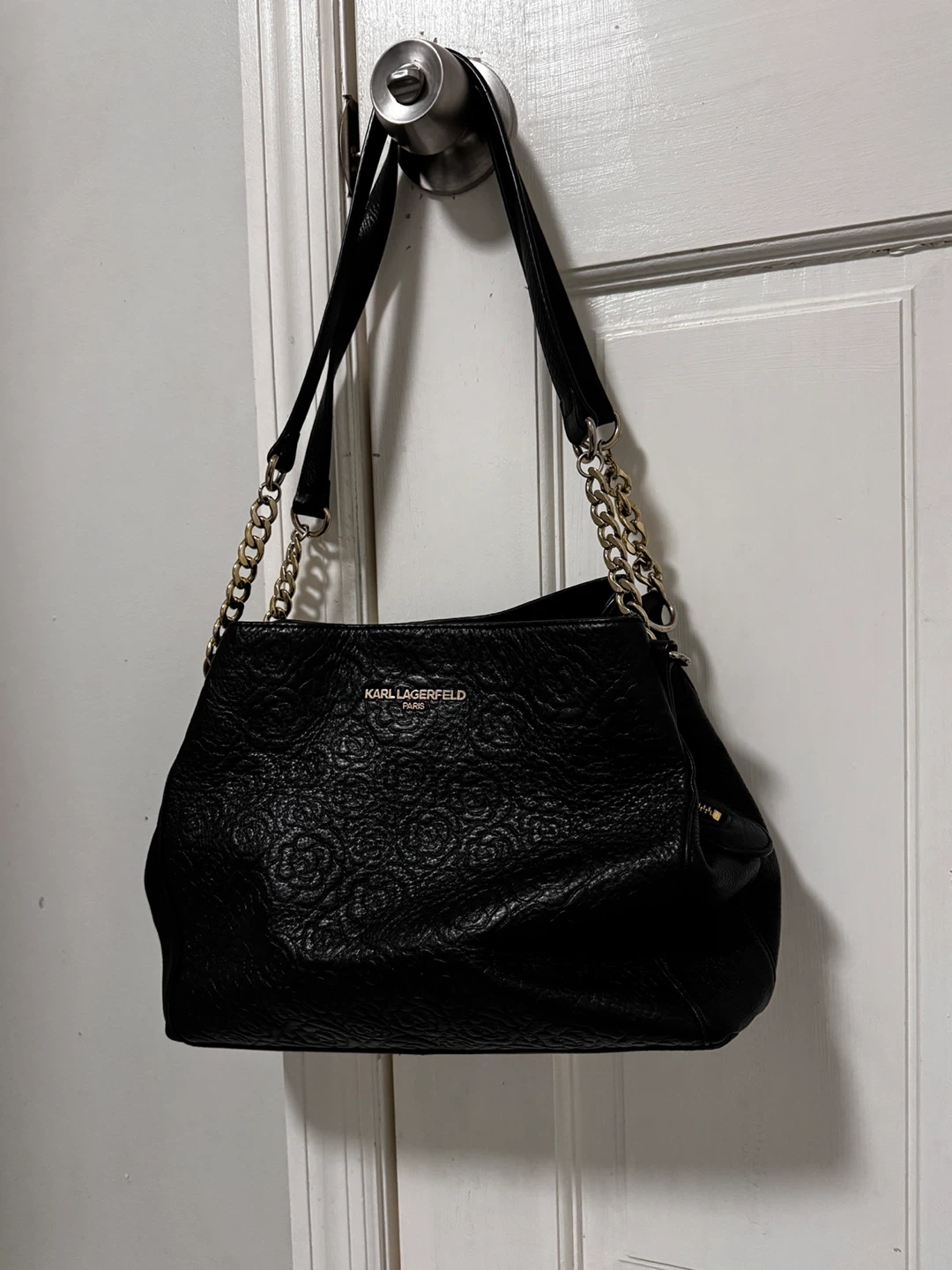 Karl Lagerfeld Black Leather Handbag