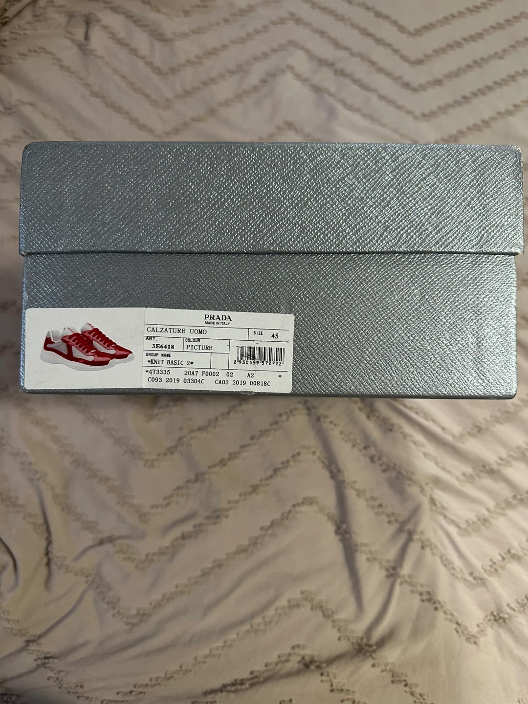 Prada Men's Red & Silver Sneakers - Size 45