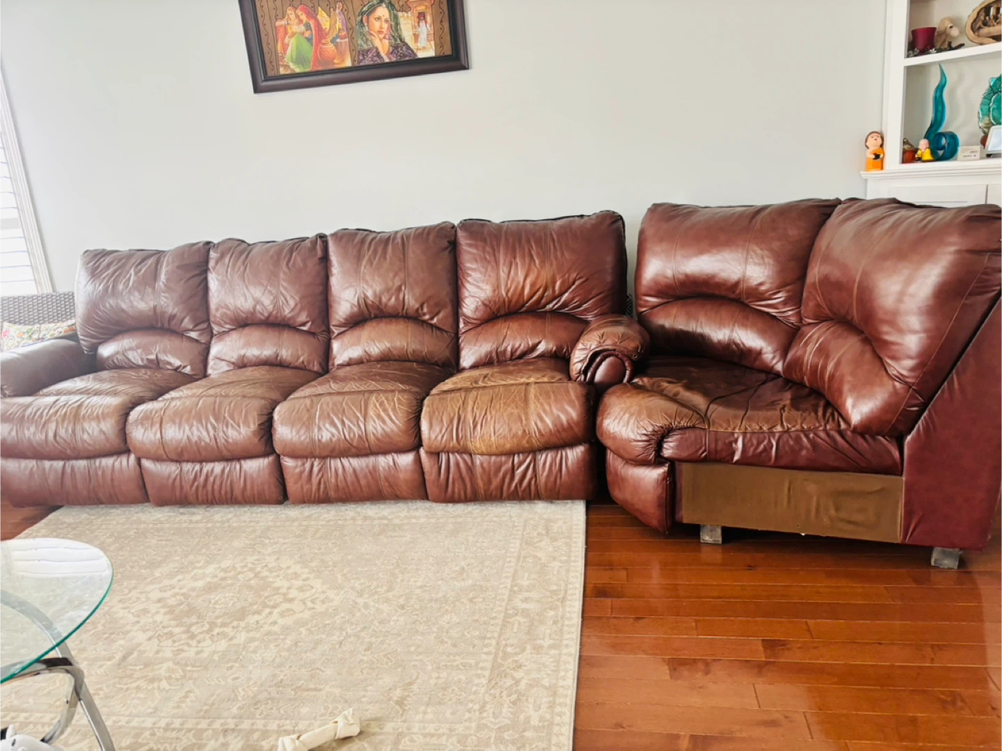 Brown Leather Sectional Reclining Sofa