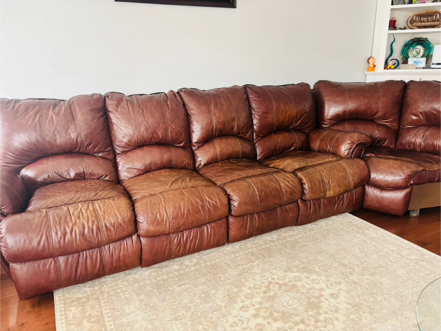 Brown Leather Sectional Reclining Sofa - photo 2