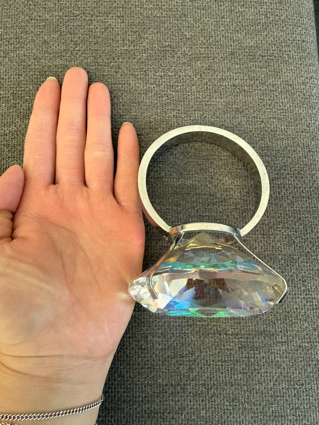 Crystal Paperweight with Silver Ring - photo 3