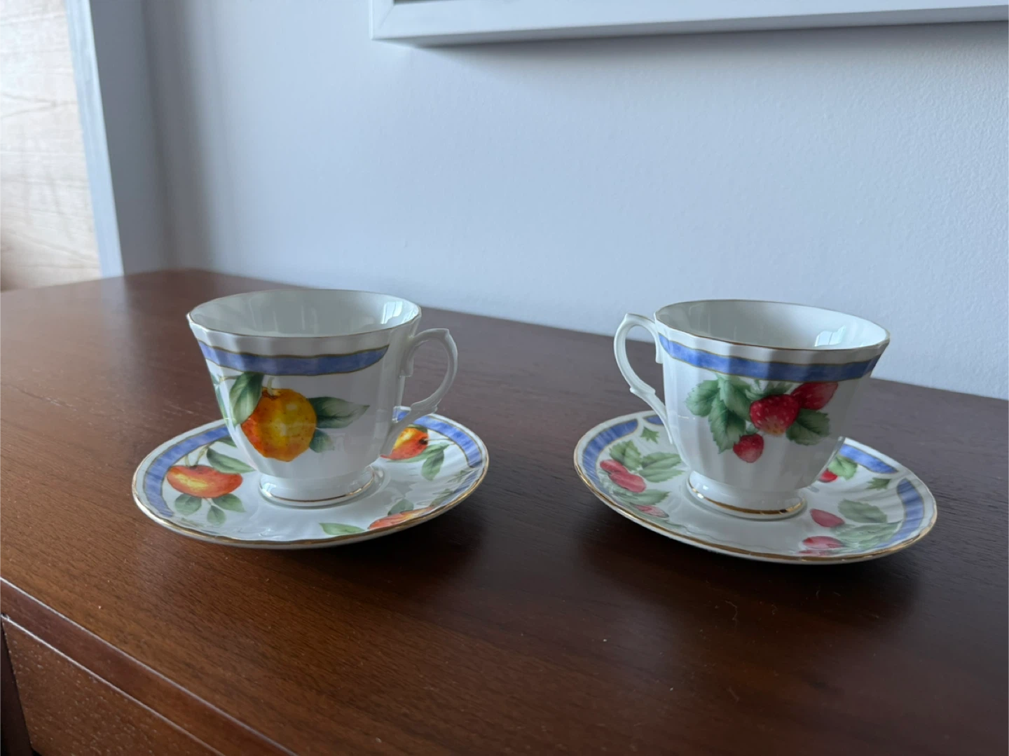 Duchess Fine Bone China Teacups and Saucers (Set of 2)