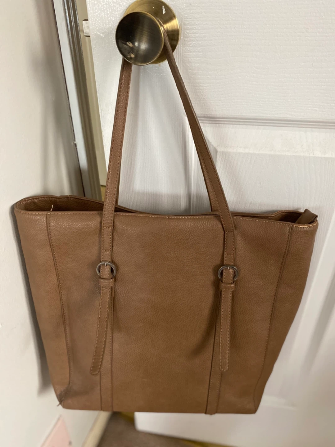 Brown Faux Leather Tote Bag - A Sung