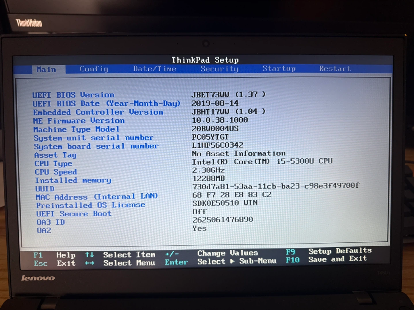Lenovo ThinkPad T450s Laptop - Intel Core i5-5300U