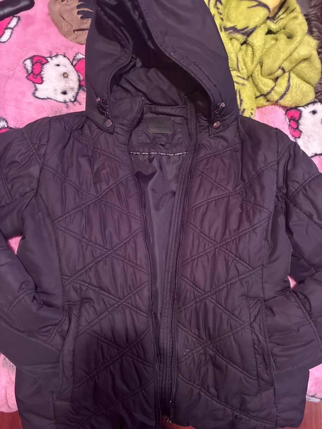 Black Quilted Hooded Winter Jacket