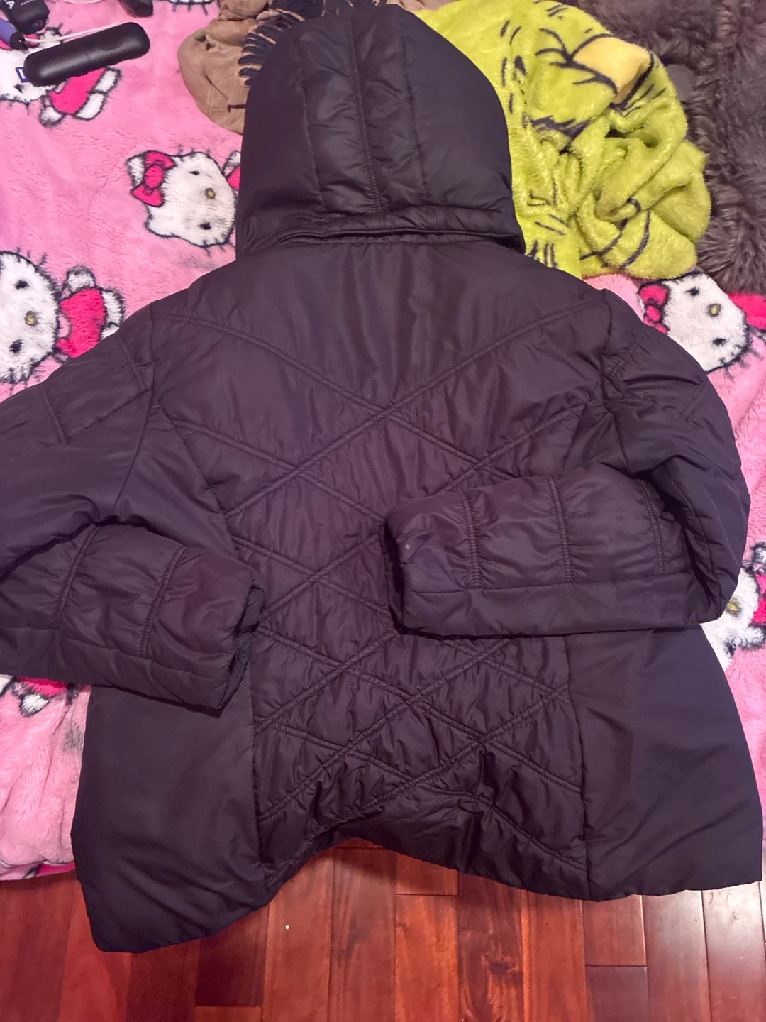 Black Quilted Hooded Winter Jacket - photo 2