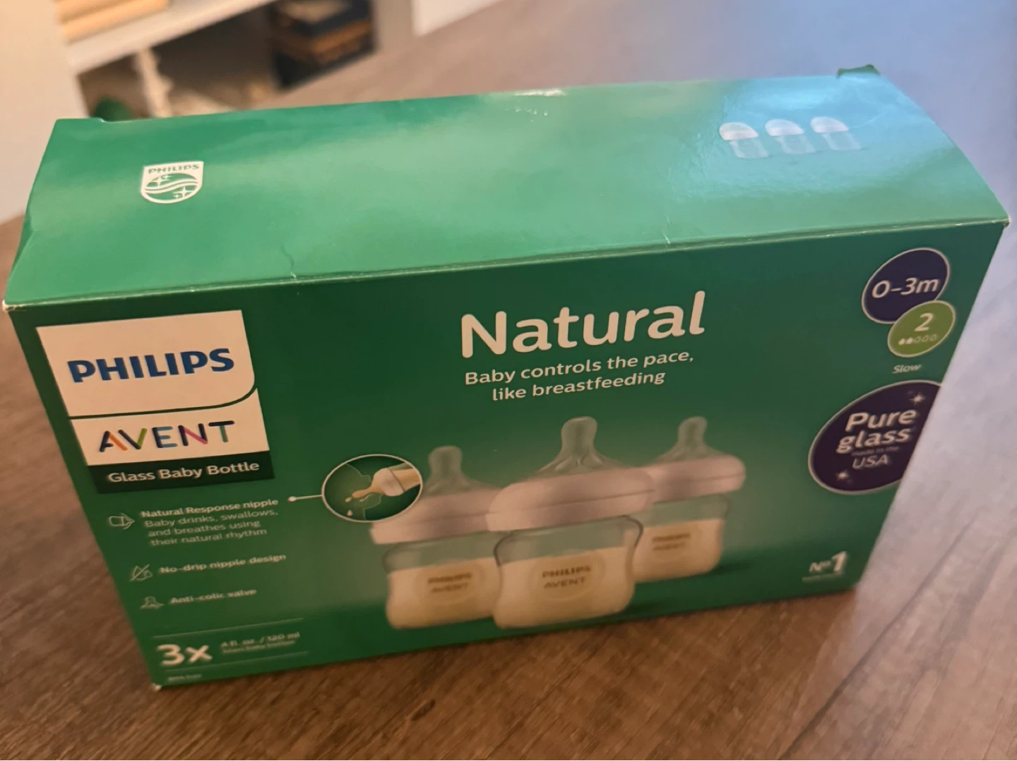 Philips Avent Natural Glass Baby Bottles - 3 Pack