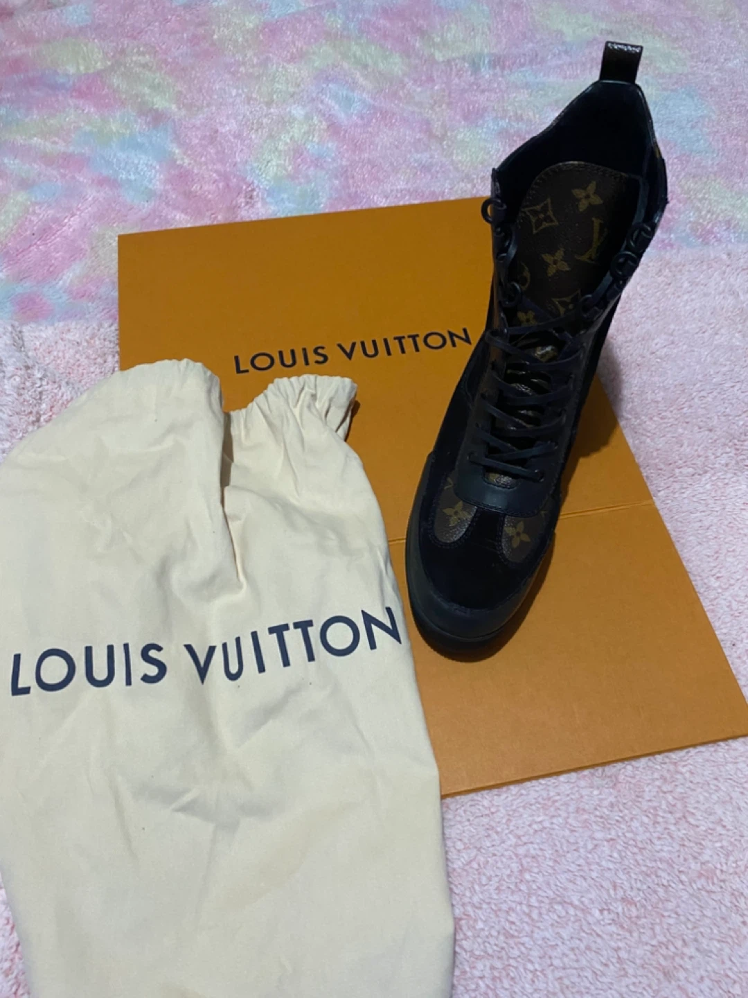 Louis Vuitton Black Suede & Monogram Ankle Boots - photo 3
