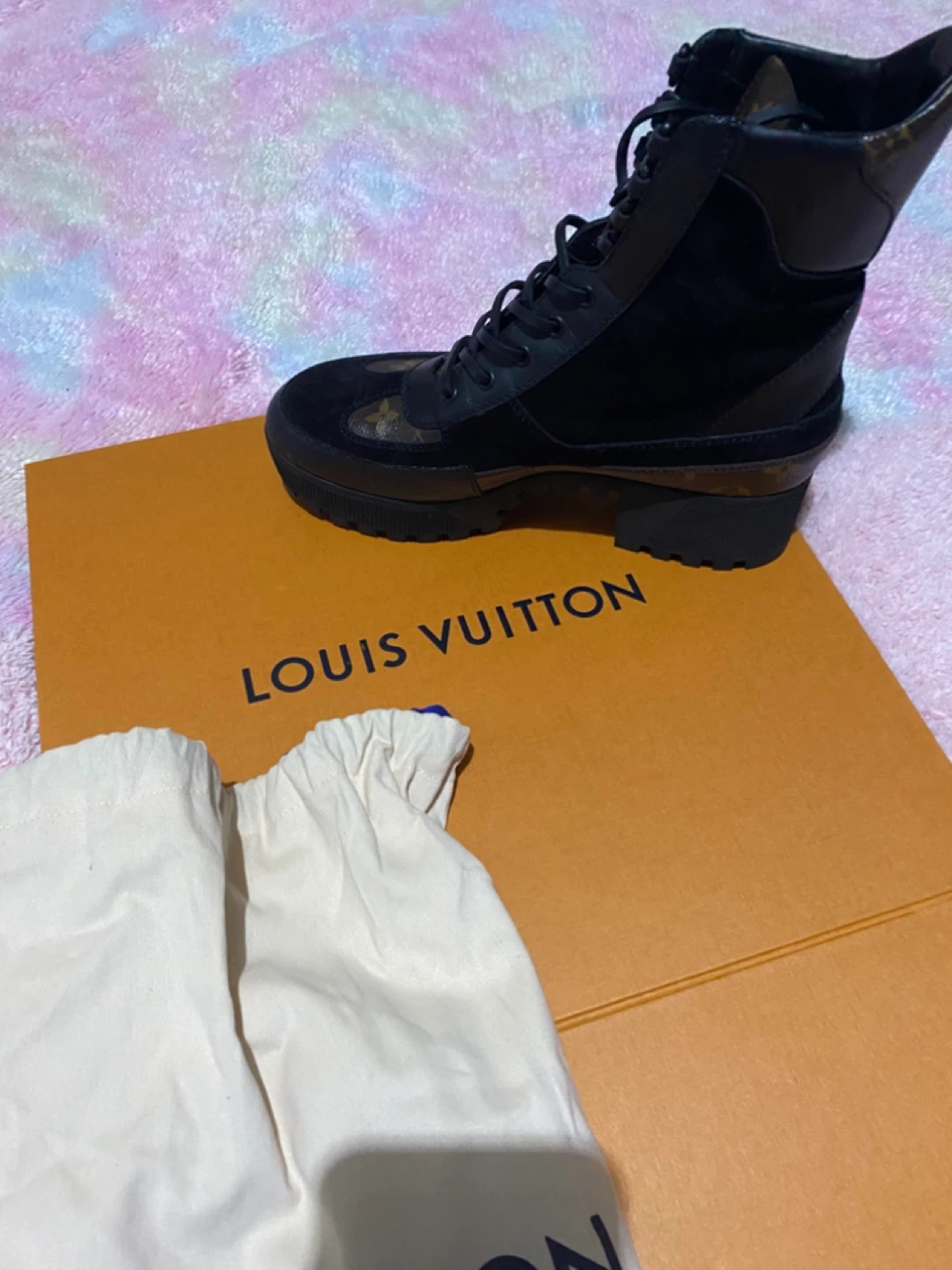 Louis Vuitton Black Suede & Monogram Ankle Boots - photo 5