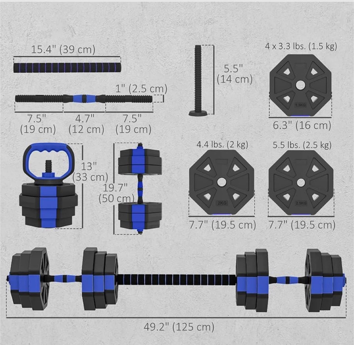 Adjustable Dumbbell Set with Barbell Connector - photo 3