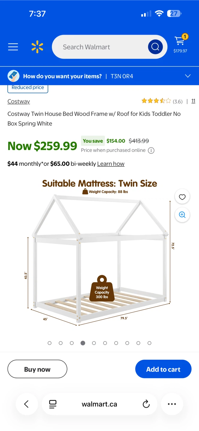 Costway Twin House Bed Frame w/ Roof - White - photo 2