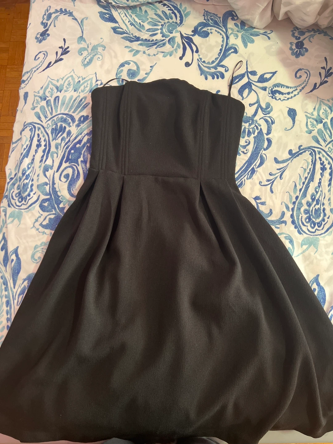 Black Strapless Peplum Dress