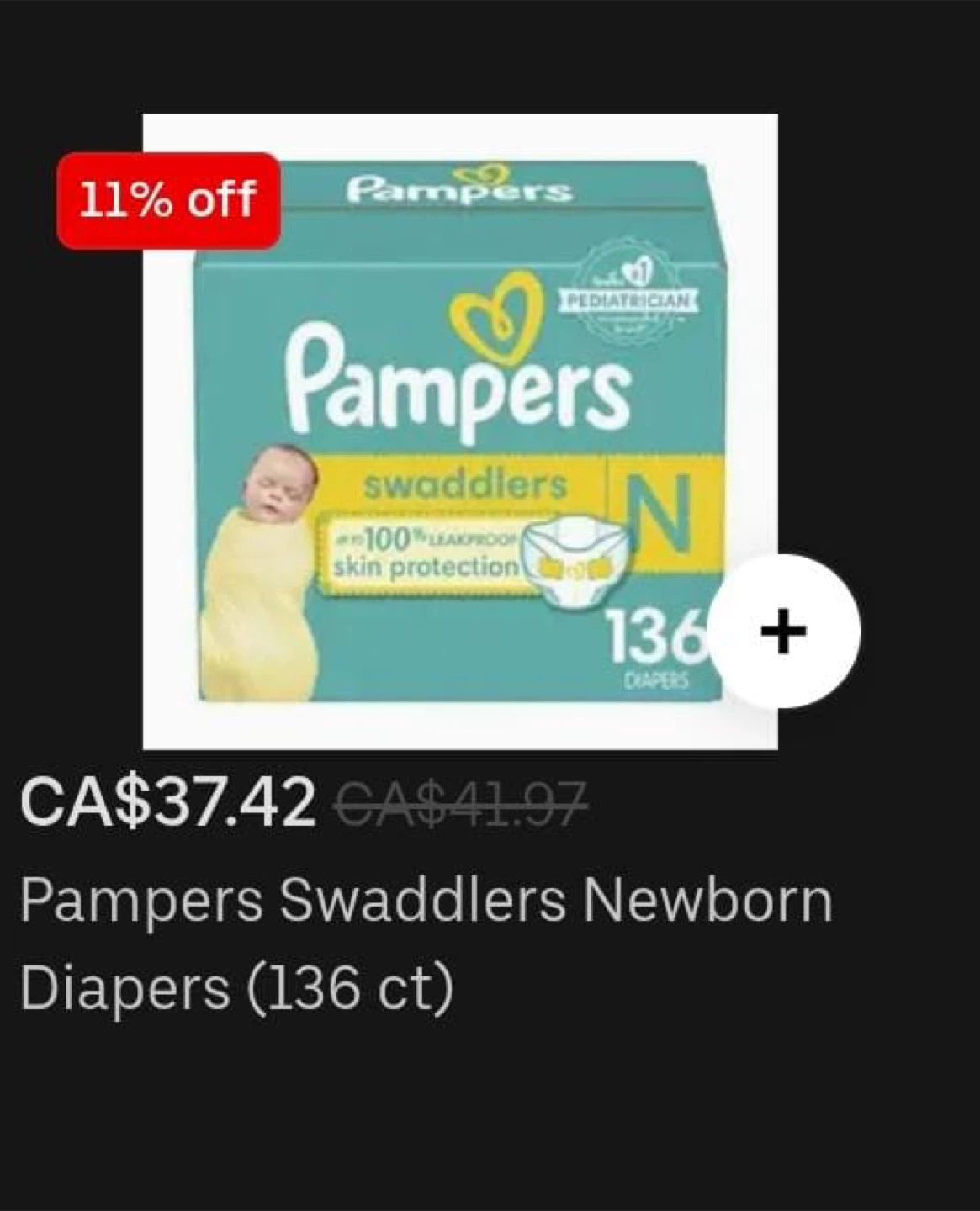 Pampers Swaddlers Newborn Diapers (136 ct)