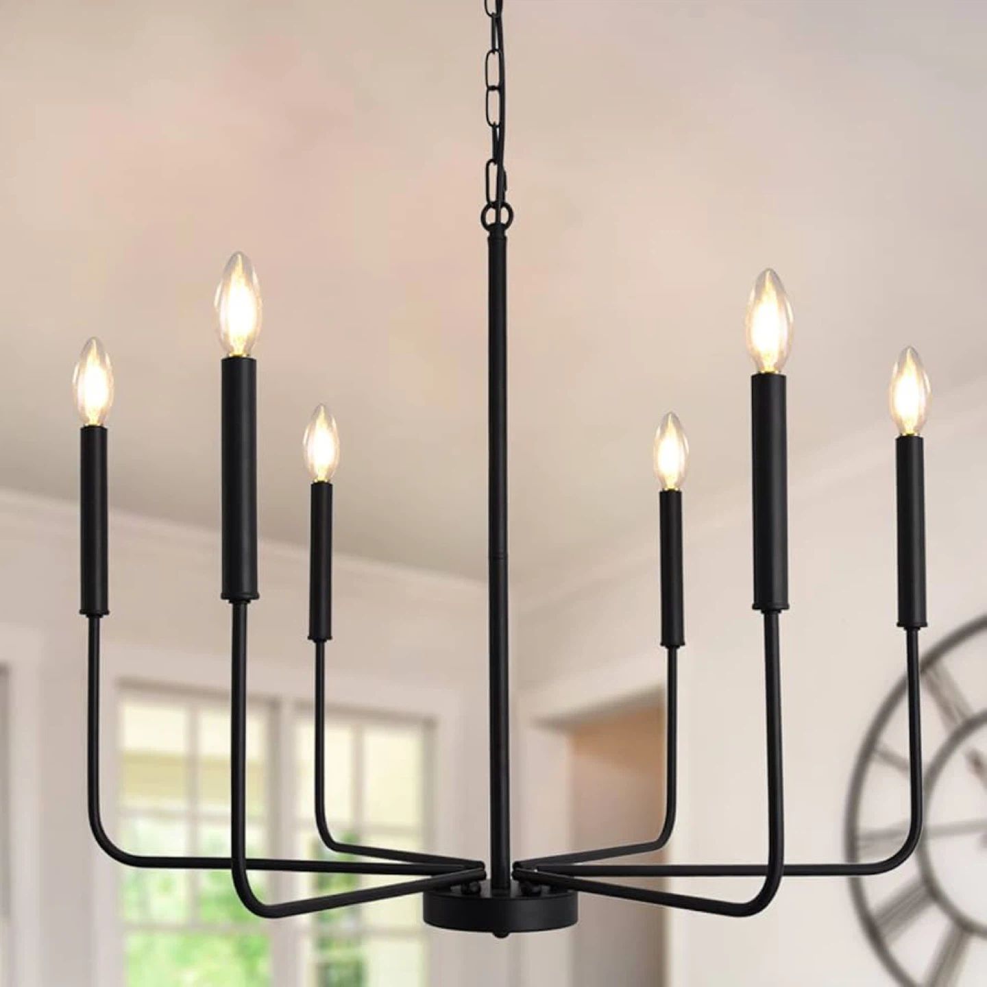 LASENCHOO Black 6 Light Chandelier