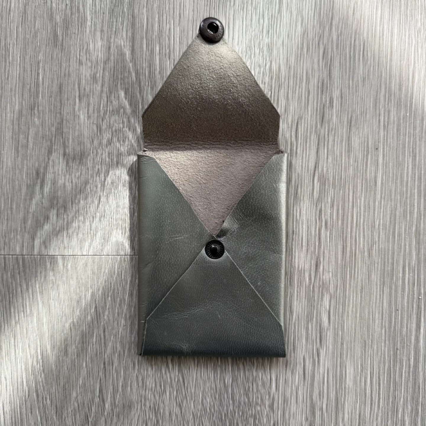 Grey Leather Envelope Card Holder