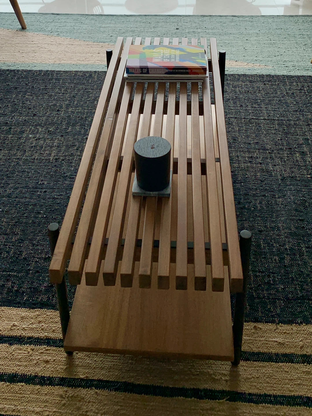 West Elm Wooden Slat Coffee Table with Shelf - photo 2