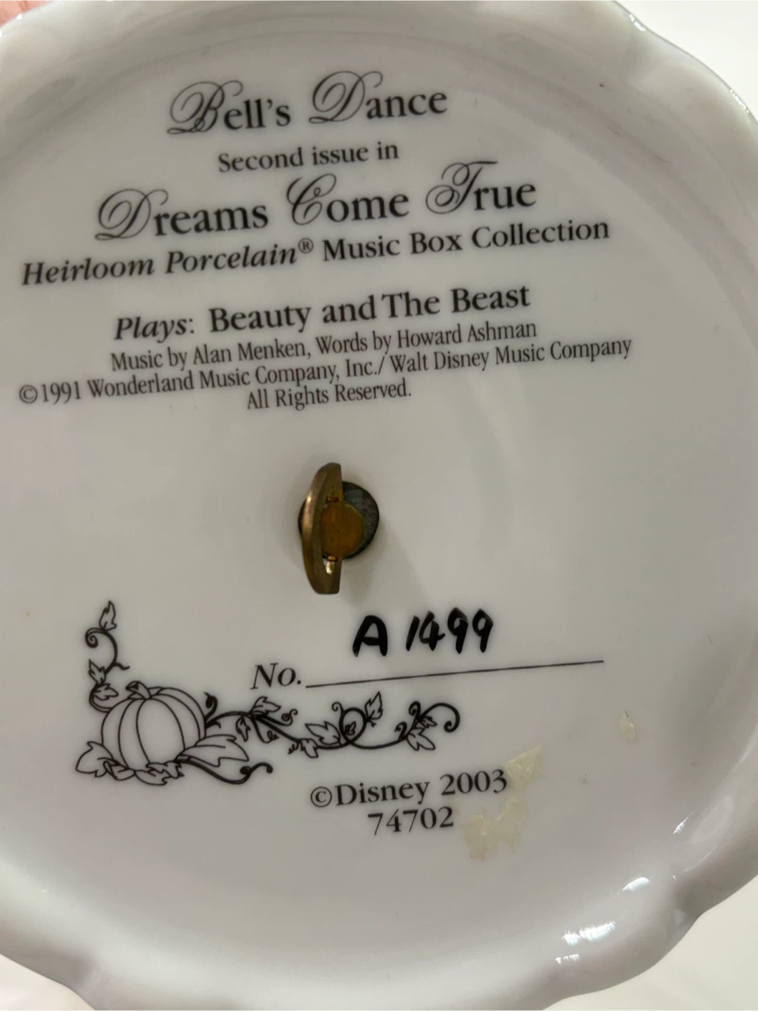 Disney Belle's Dance Music Box Heirloom Porcelain - photo 5