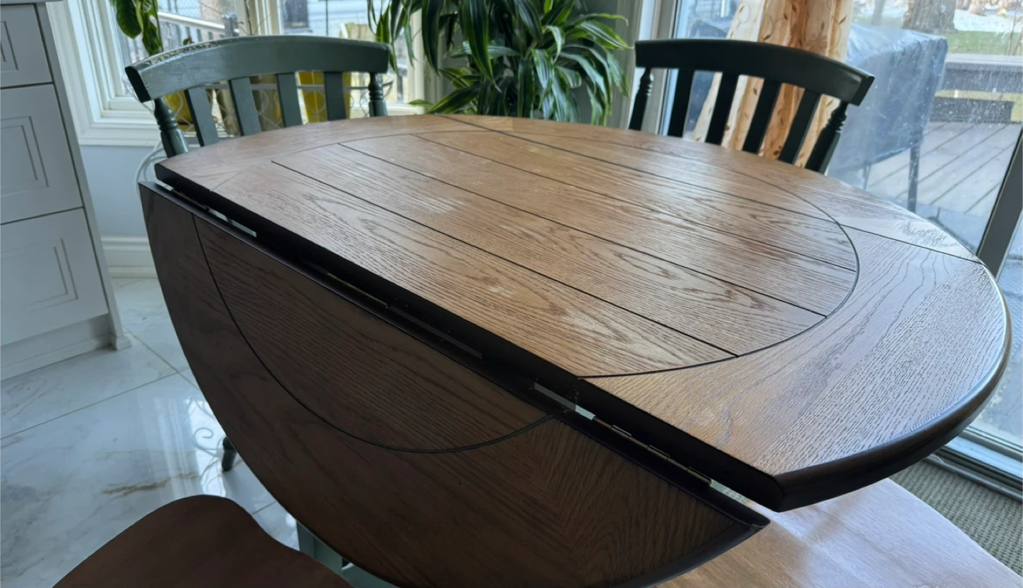 Round Drop Leaf Dining Table and Chairs - photo 3