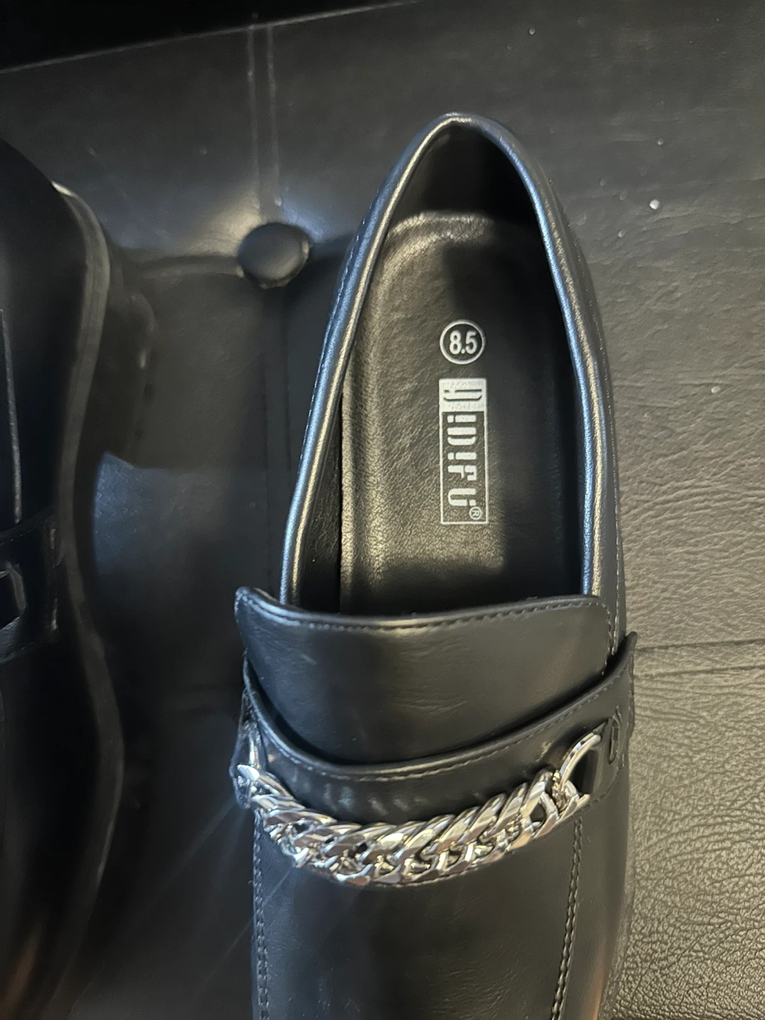 Black Loafers Size 8.5 with Chain Detail - photo 3