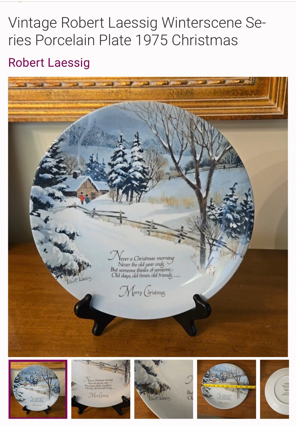 Robert Laessig Winterscene Porcelain Plate 1975