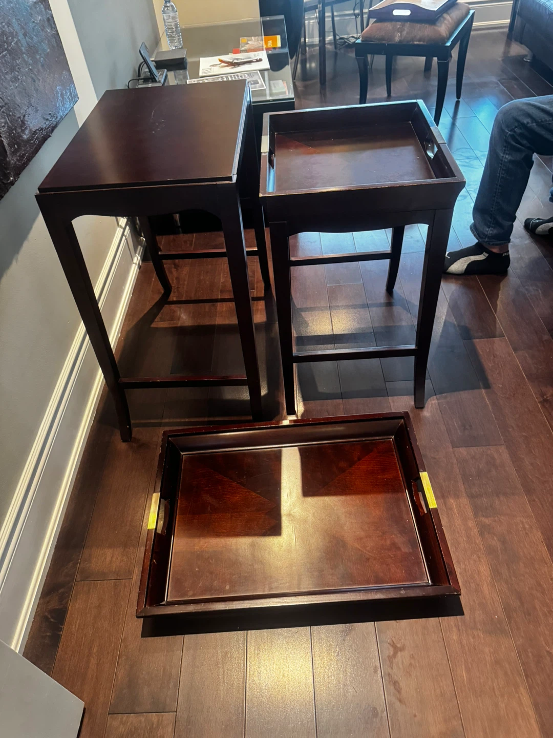 Wooden Serving Tray Tables - photo 4