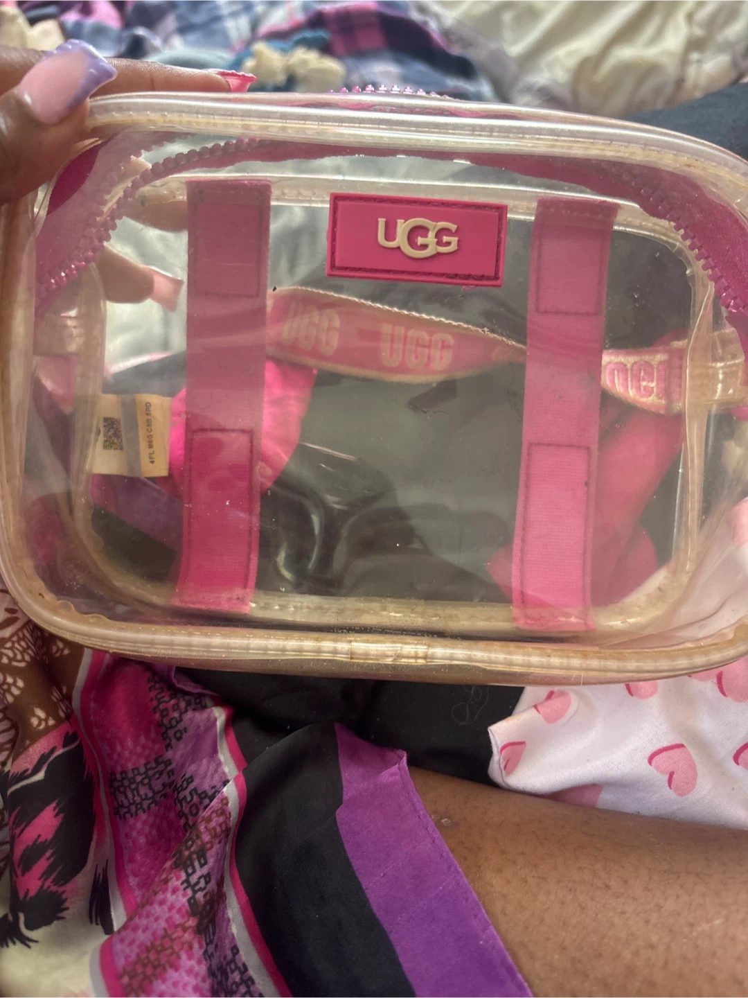 UGG Clear Cosmetic Bag with Pink Accents