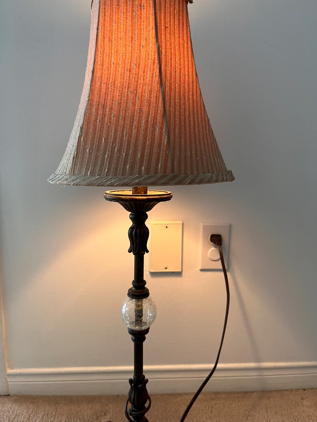 Torchiere Floor Lamp with Decorative Glass Globe
