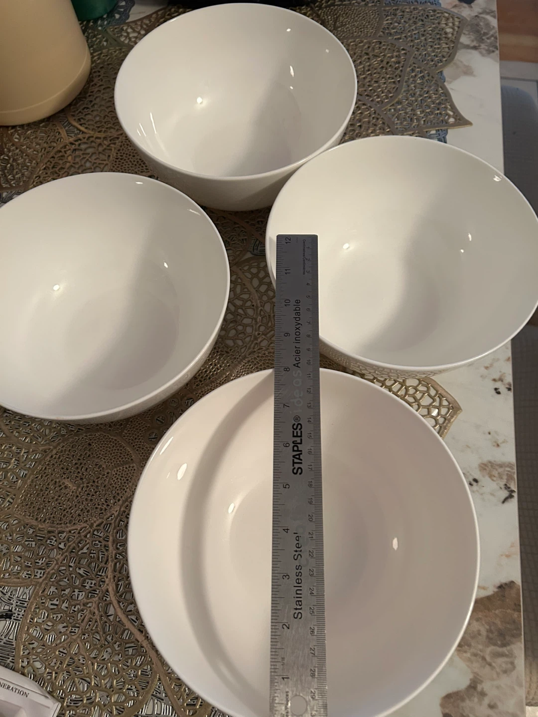 Set of 4 White Red Vanilla Serving Bowls - photo 3