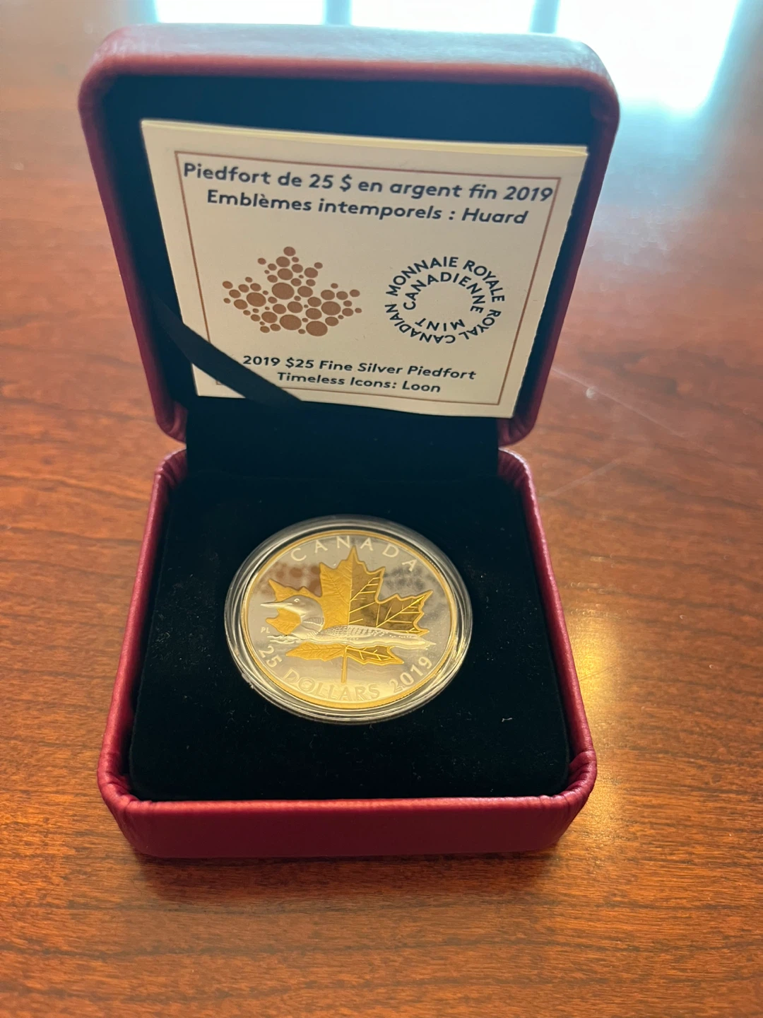 1 oz. Pure Silver Gold Plated Piedfort Loon Coin
