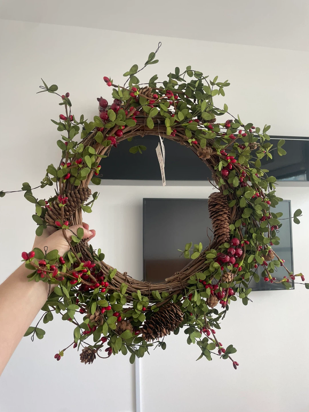 Artificial Berry and Pinecone Wreath